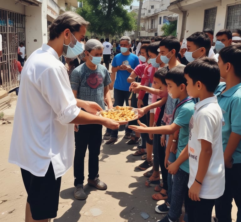 A vibrant community event with people engaging and sharing ideas.