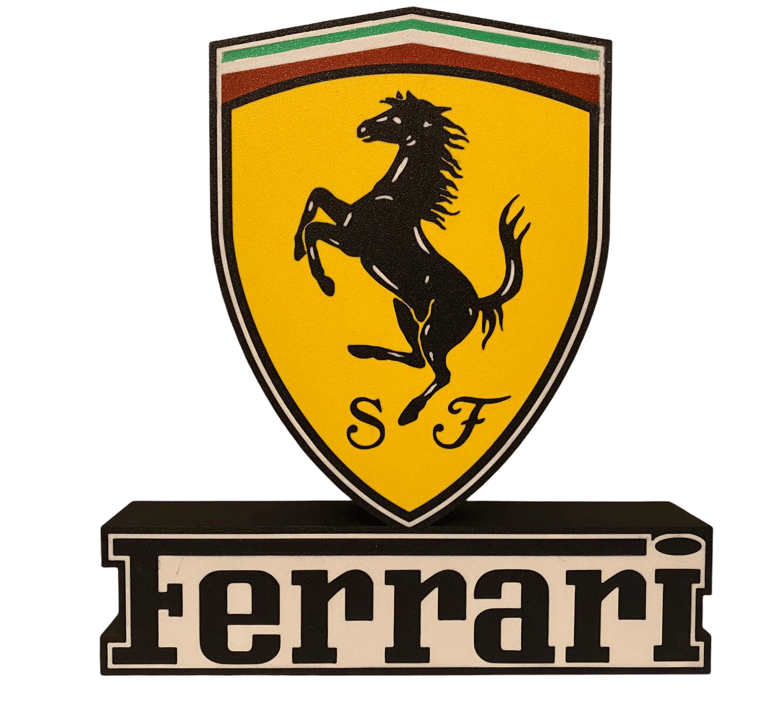 lampada led con logo ferrari, ferrari, stampa 3d
