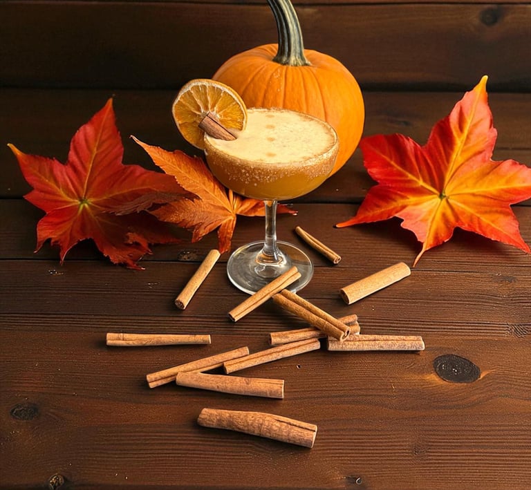 Pumpkin Spice Bourbon Flip, fall cocktail for St Louis events by Bender Mixology. 