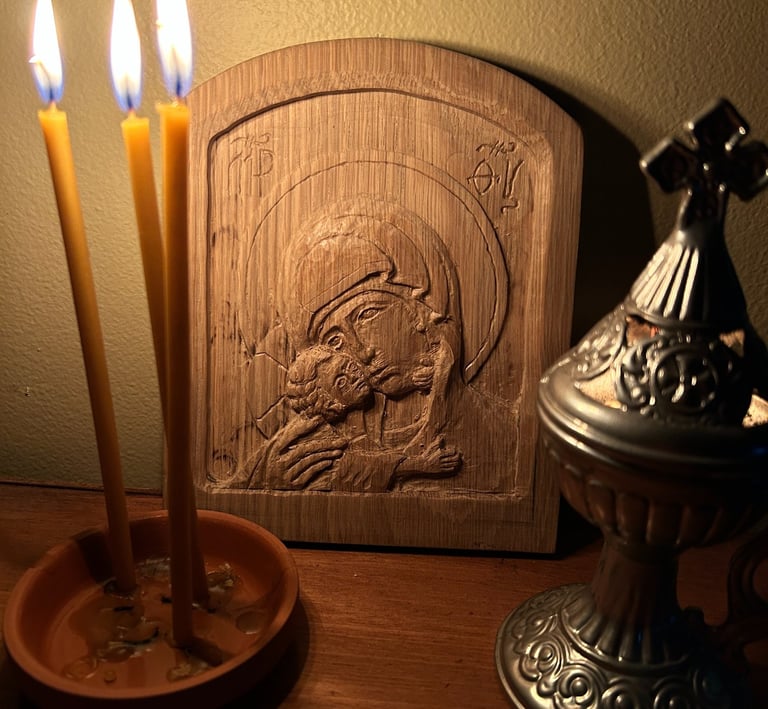 a candle with candles on a table