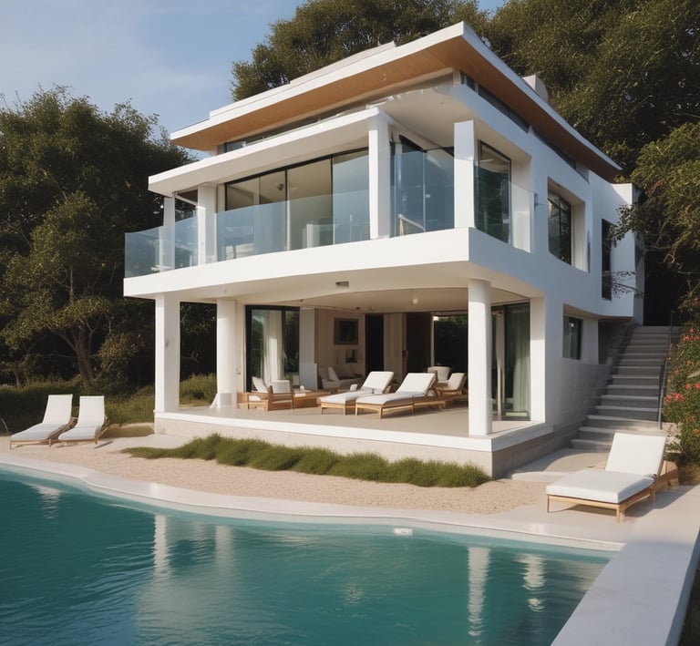 An old, weathered building with green doors and windows, featuring a textured yellow and faded green facade. The roof is made of terracotta tiles, and the building has a 'For Sale' sign with contact information written in Spanish and English. Two cars, a dark blue one and a white one, are parked in front. The building seems situated in a bright, sunny area.