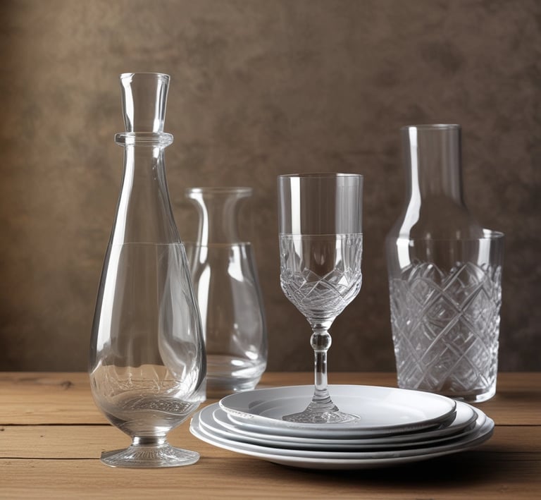 A beautifully set dining table with hand-crafted tableware.
