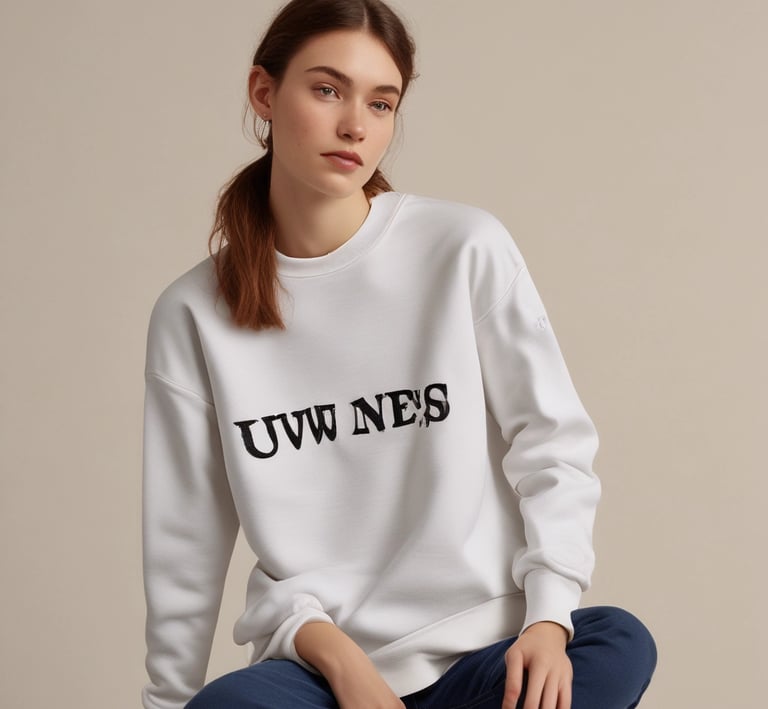 Flat lay of Lumina Apparel accessories and clothing arranged on a minimalist wooden table.