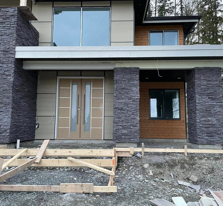 stacked stone installation by masonry nanaimo