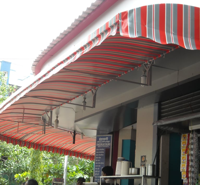 Commercial awning for shop