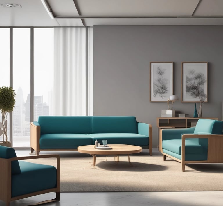 A cozy lounge area with comfortable sofas and decorative plants.
