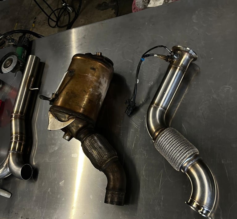 a couple of exhaust pipes and exhaust pipes