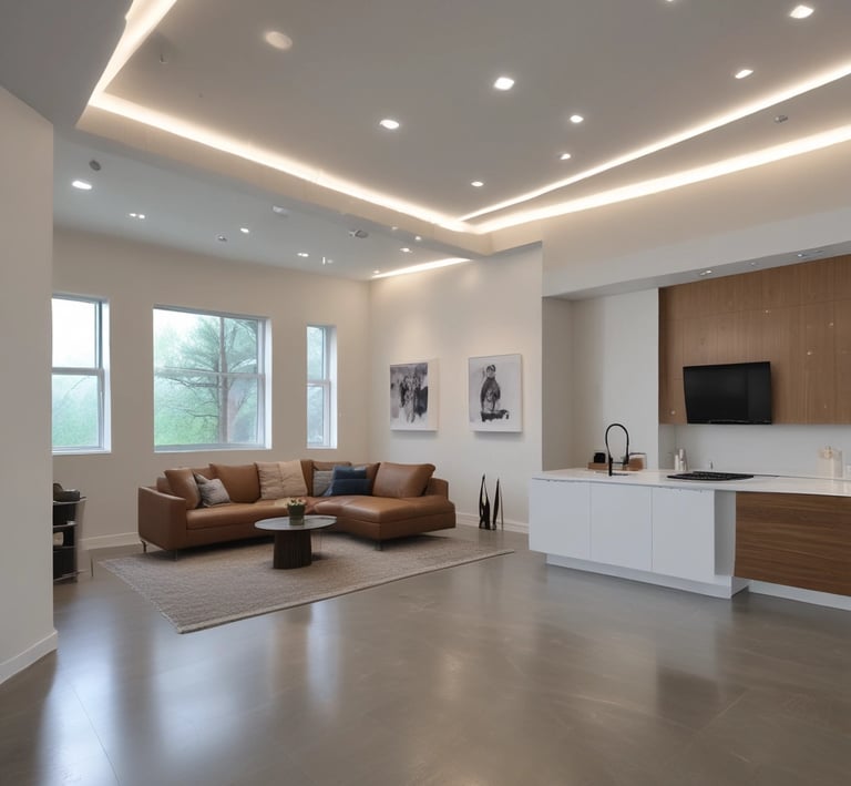 Team of professionals performing precise electrical installations in a commercial building.