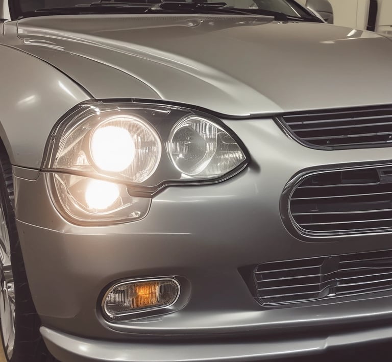 View of the Otouygulamamerkezi workshop where car software programming is being done with partner logos visible.