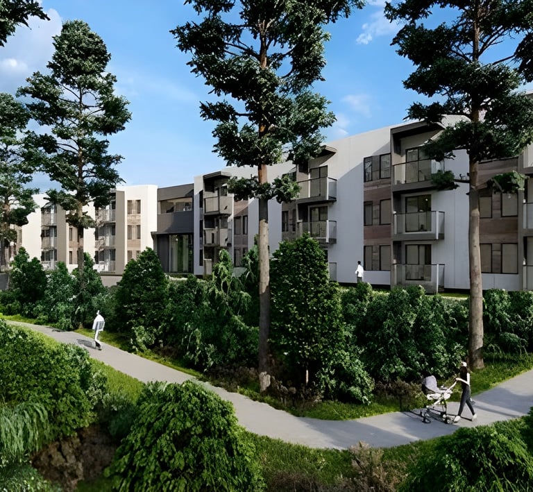 Back view of Lifestyle Enclave which is a residential building under Plexus Development Group