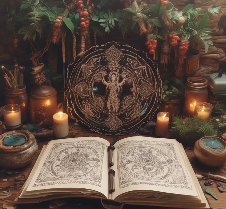 Delicate hands gently hovering over chakra charts with a calming beige background.