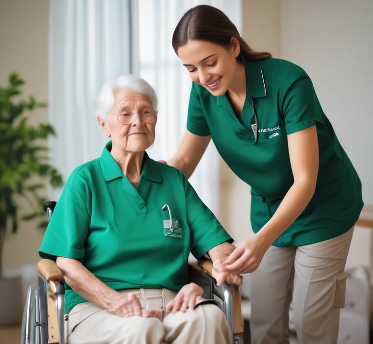 Two Eden Prime Care team members engaged in a supportive conversation with a white backdrop.