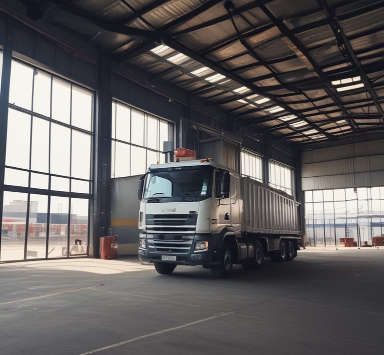 A group of truckers gathered around a laptop, sharing routes and tips under the African sun.