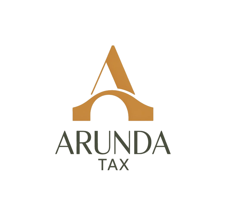 a logo for a business tax firm, logo Arundatax, simboliza el puente de Ronda con la Asesoría Fiscal 