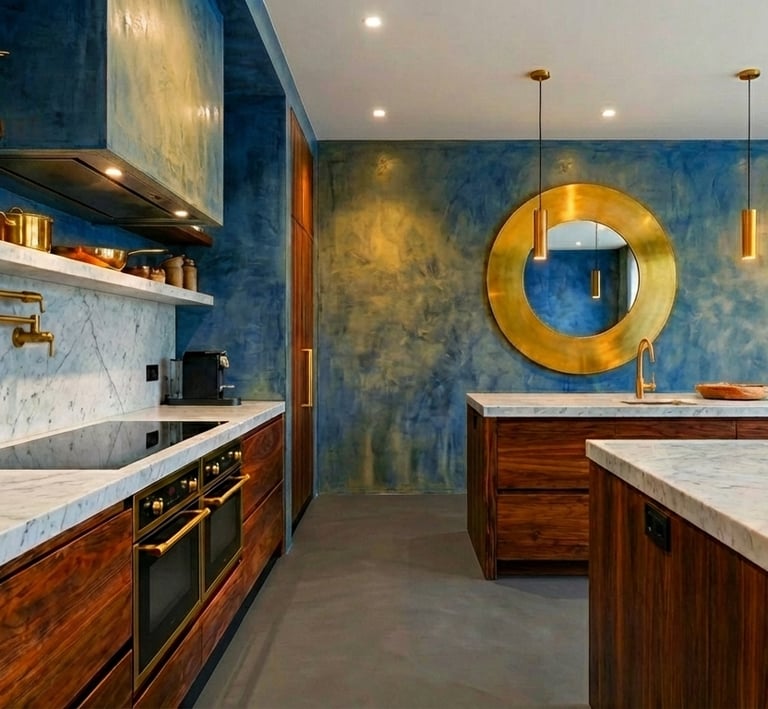 A modern kitchen, finished internally with microcement