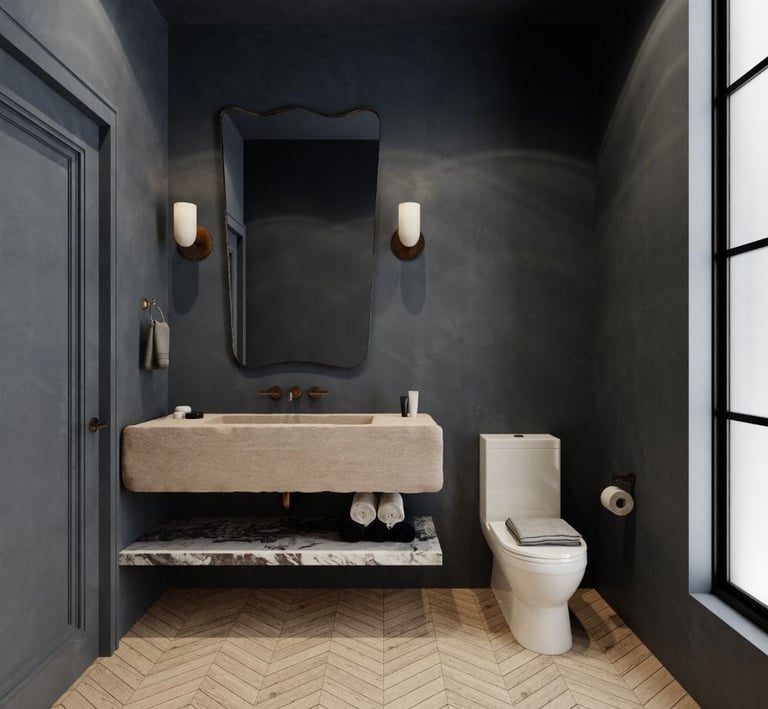 Bathroom fully finished with microcement,