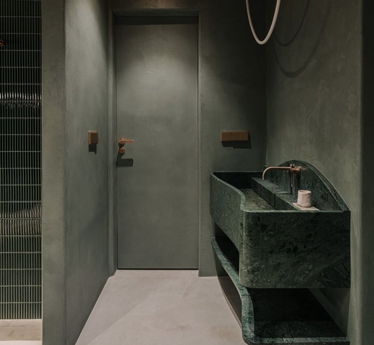 Bathroom fully finished with microcement,