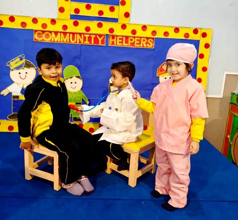 Child playing in essential services evnet of Enfant preschool in Happy heart ,brilliant mind 