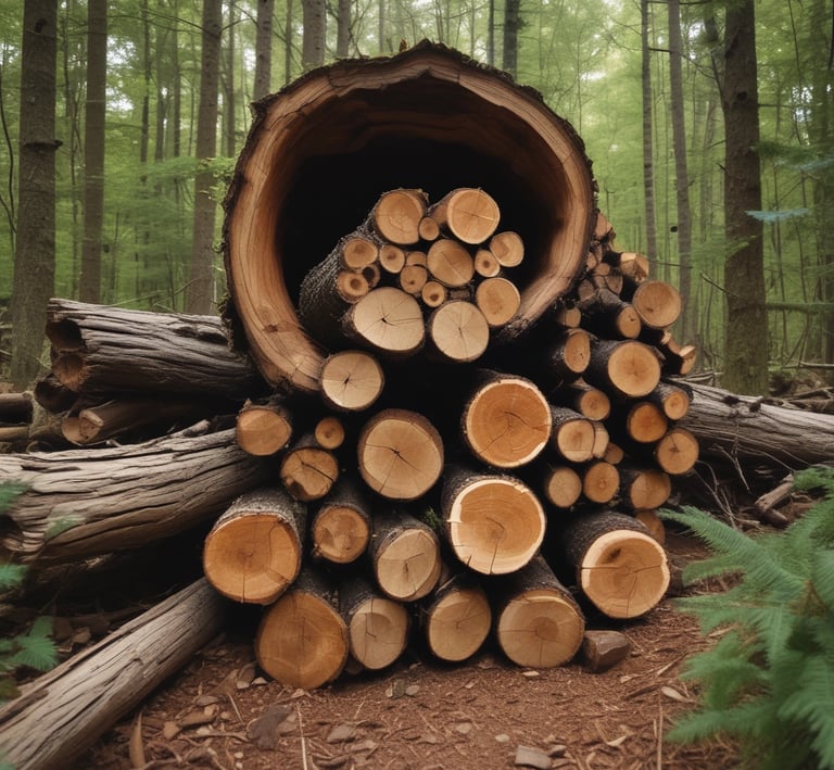 Artisanal wooden lamp with natural grain patterns illuminated in a softly lit room with green accents.
