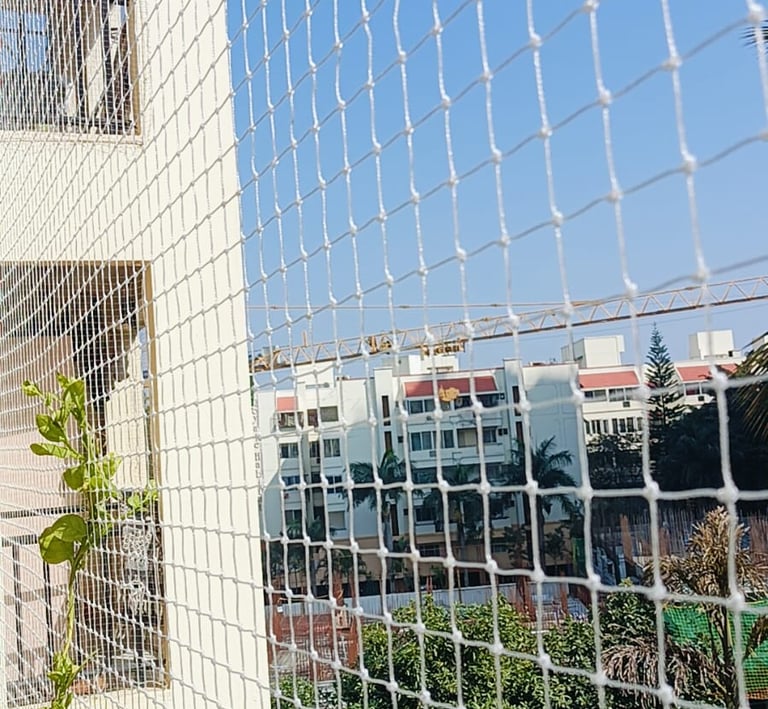 Pigeon net covering apartment balcony in Jogeshwari East