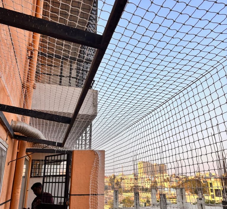 securely installed on a Marol balcony, sunlight casting gentle shadows.