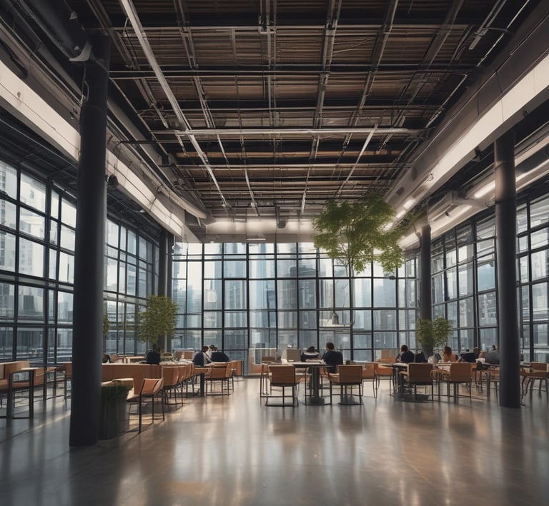 A professional team discussing trade documents in a bright office setting.
