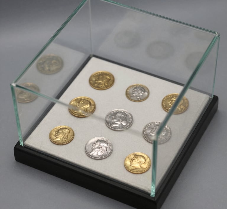 A row of Magic: The Gathering cards in protective sleeves displayed on a dark wood surface.