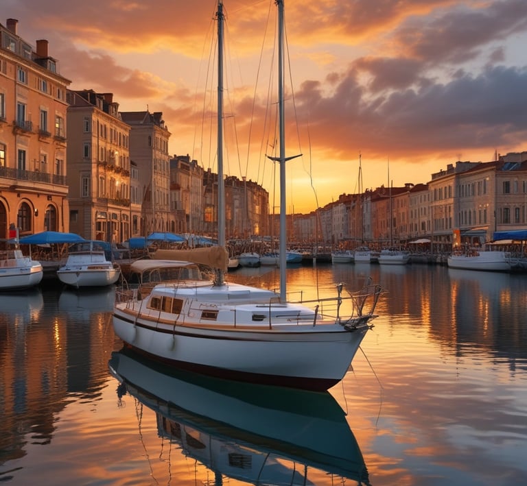 Close-up of a wooden deck with polished railings and the sea stretching to the horizon.
