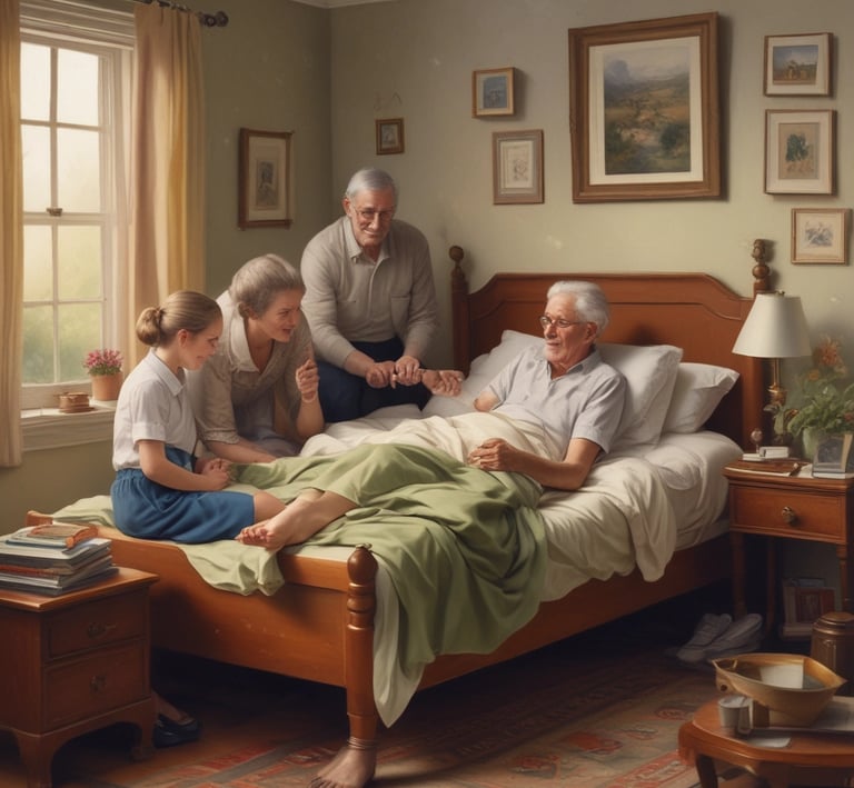 Residents sharing a cheerful meal together around a wooden dining table, laughter filling the air.