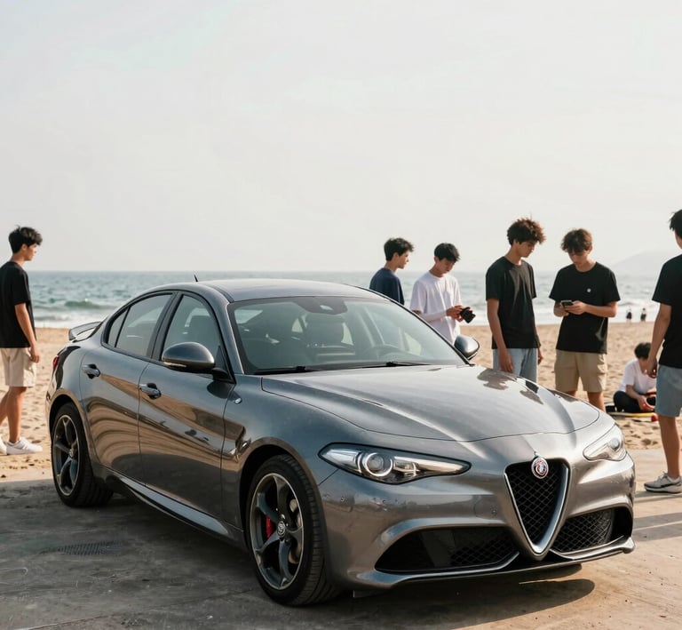 A family-friendly SUV parked in front of a cozy café in the heart of Golem.