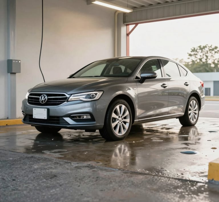 Hands wearing gloves applying protective coating on a car’s roof with precision.