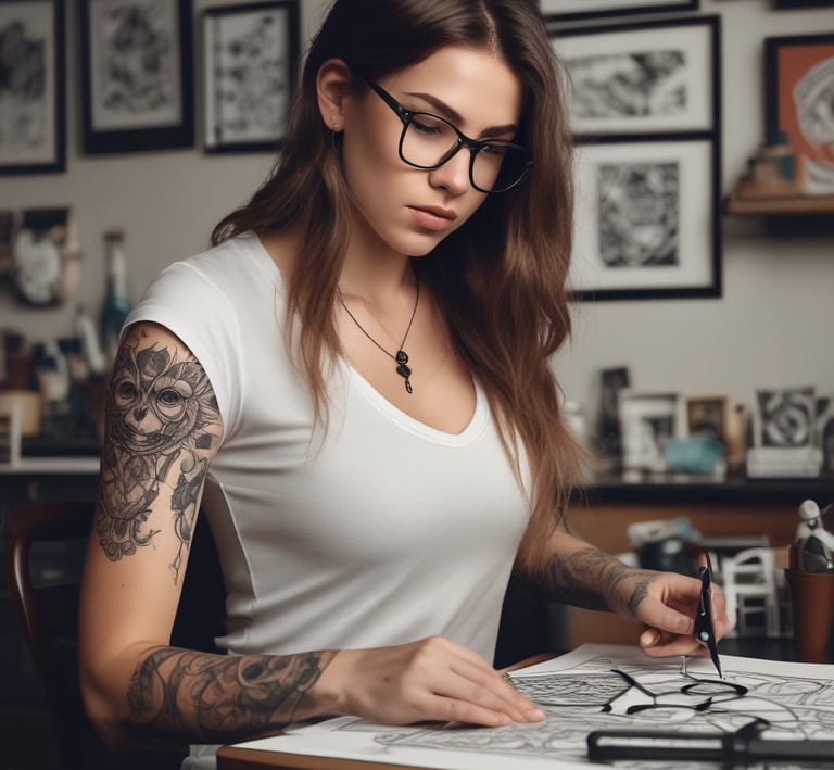A close-up of a client’s hand showing detailed nail art with vibrant colors and delicate designs.