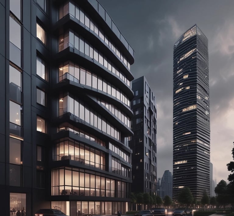 Interior of a high-end apartment with minimalist design and golden accents