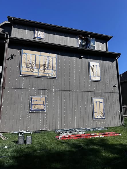 Whitetail Painting exterior house transformation in progress Blue Springs