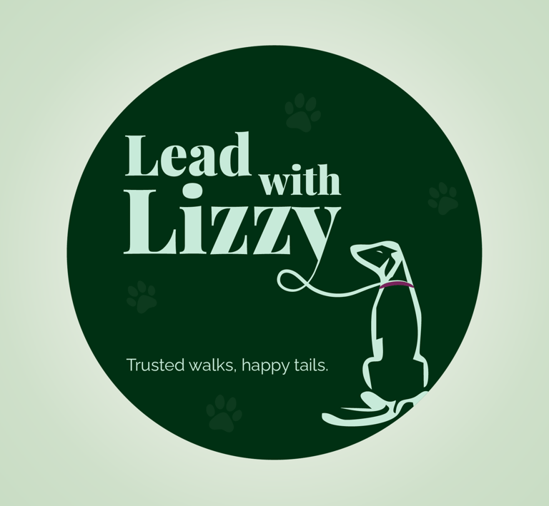 lead with lizzy logo with smiling dog