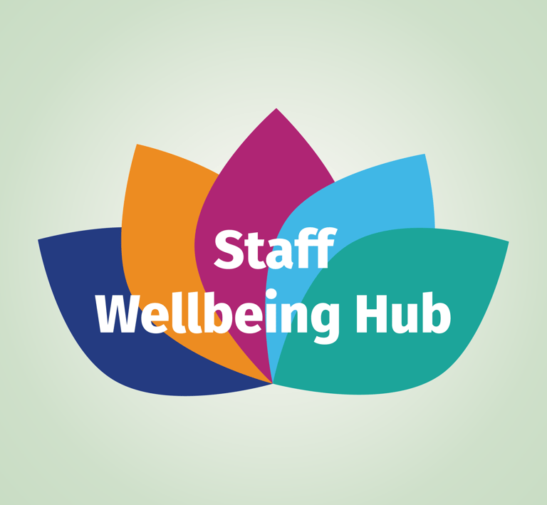 Logo of the staff wellbeing hub, featuring a calming design that promotes employee health & wellness