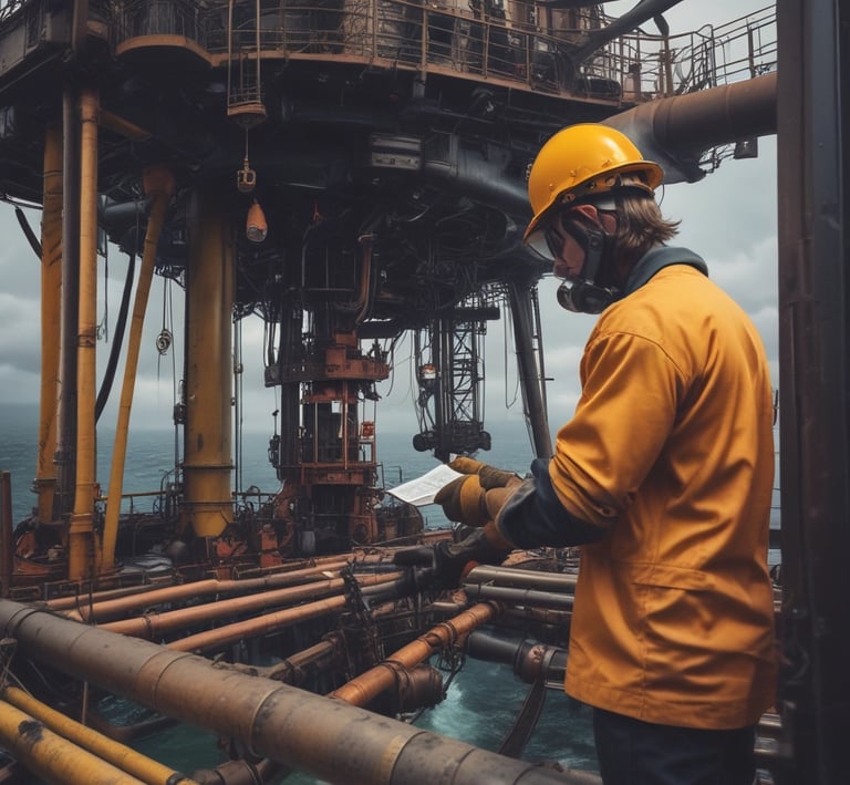 Team meeting outdoors discussing plans near the extraction site.