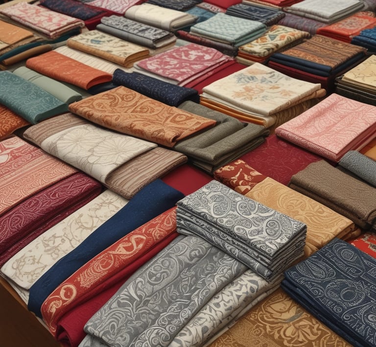 Holland and Sherry fabric rolls with classic patterns and soft natural materials.