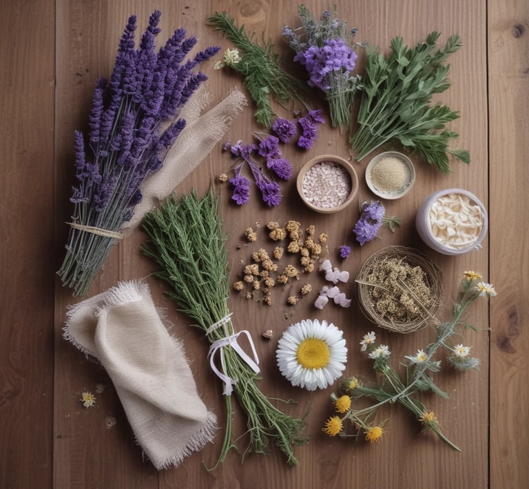 A serene outdoor setting with natural textures and soft lighting, inviting calm and connection.