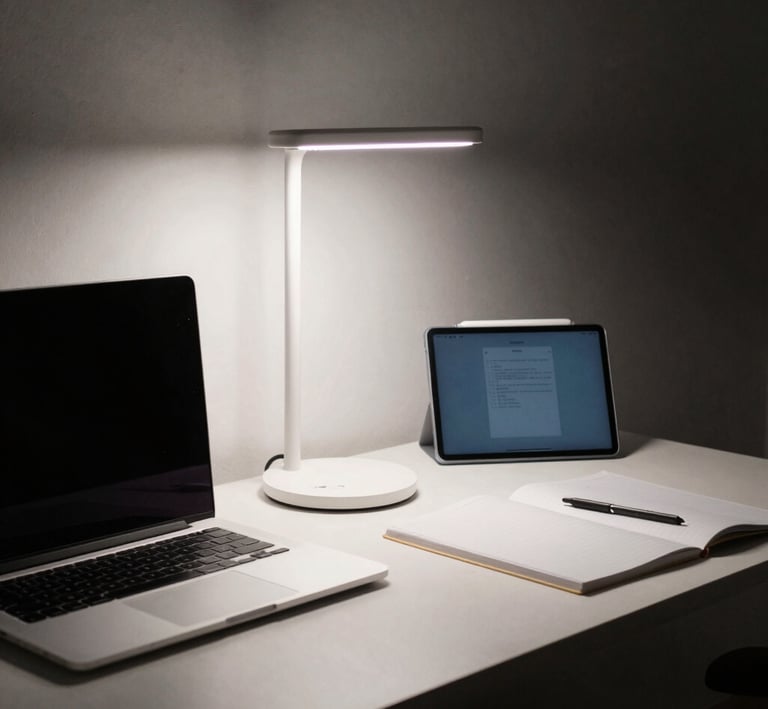 Outdoor patio space with cozy seating, string lights, and lush greenery creating a relaxing atmosphere.