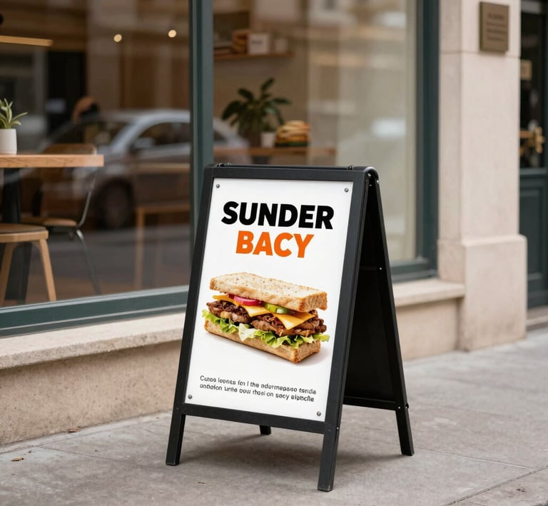 The image depicts an interior of a photo processing or printing shop. Prominent signs and advertisements adorn the counter, including a large 'NEW OFFERS' poster and branding for Kodak Express. Various smaller items and details surround the counter area, including business cards, product brochures, and sample photos. The setting has a warm, sunlight filter casting shadows across the space, highlighting the text and images.