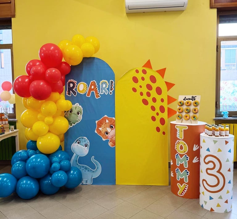 Allestimento per festa di compleanno bimbo di tre anni