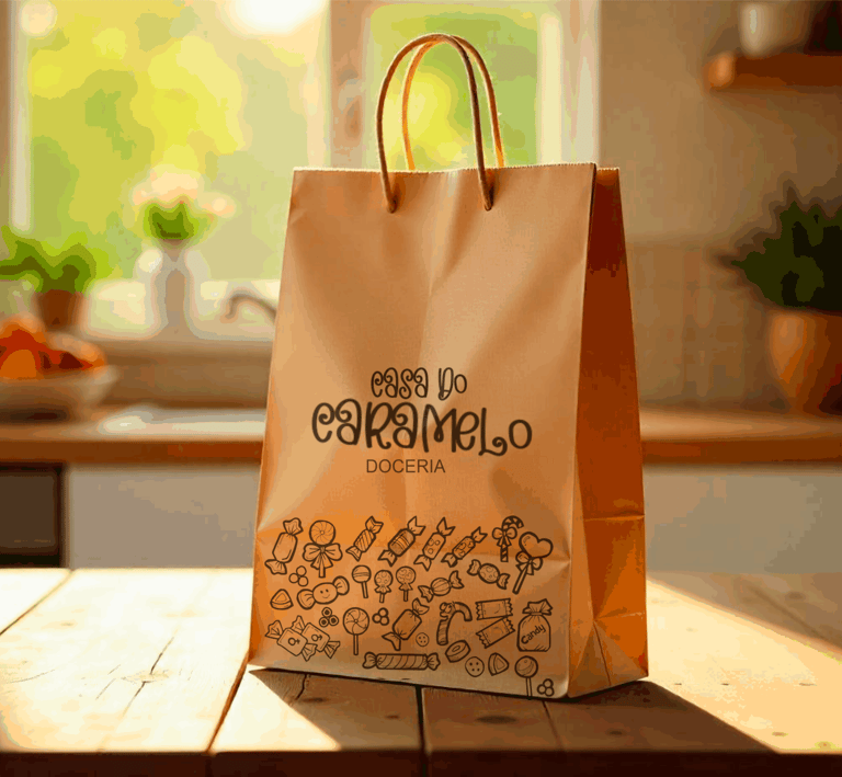 Sacola promocional personalizada papel kraft