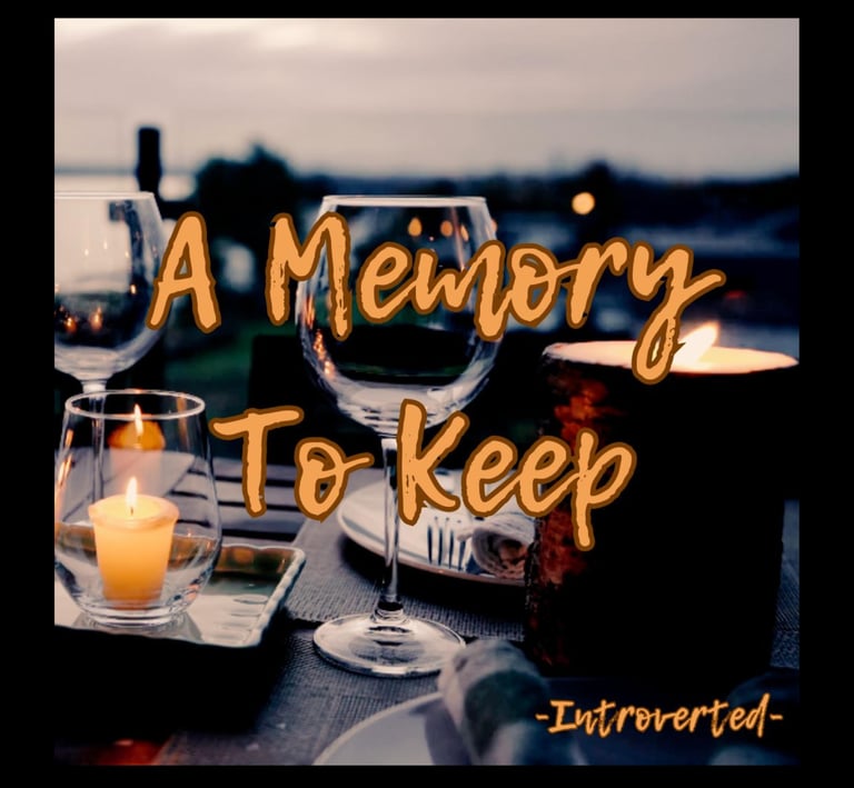 A Memory to Keep cover art with a romantic dinner date-themed background.