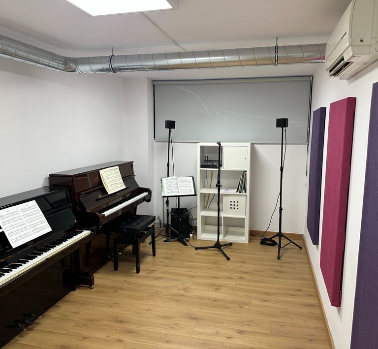 two pianos in a small room of school of music