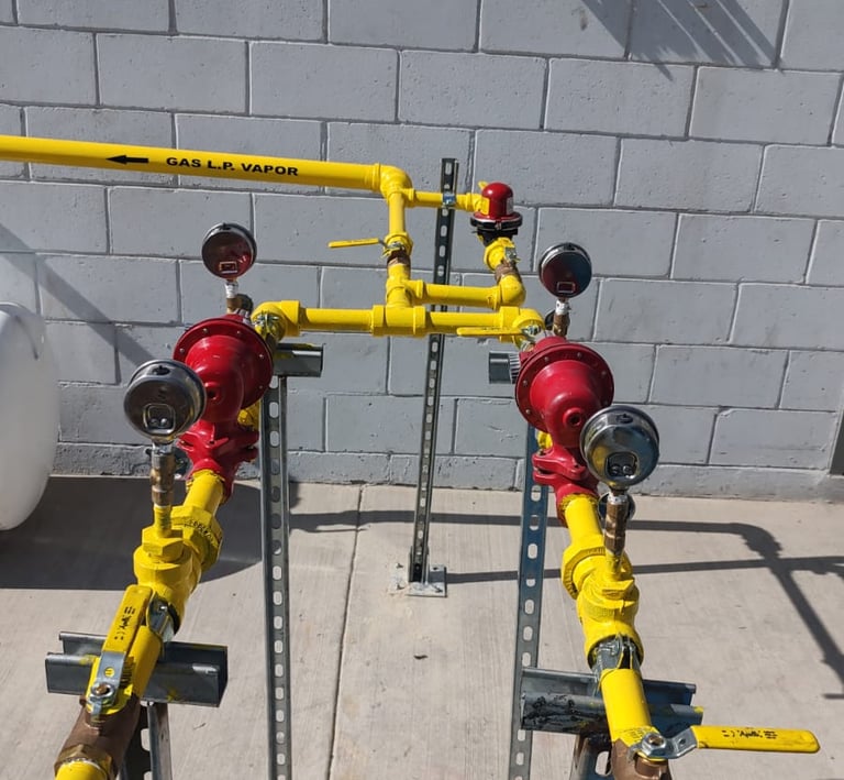 Cuadro de regulación con manometros para control de presión generada y enviada a la línea principal