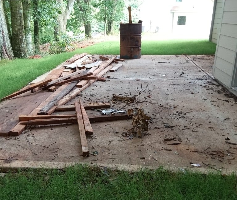 A new construction clean-up of building material leftovers.