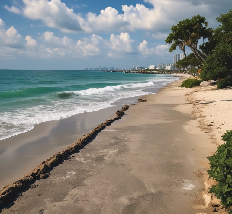 Clusters of vibrant pink and orange lantana flowers are surrounded by lush green leaves, basking in sunlight. The background is a soft blur of greenery.