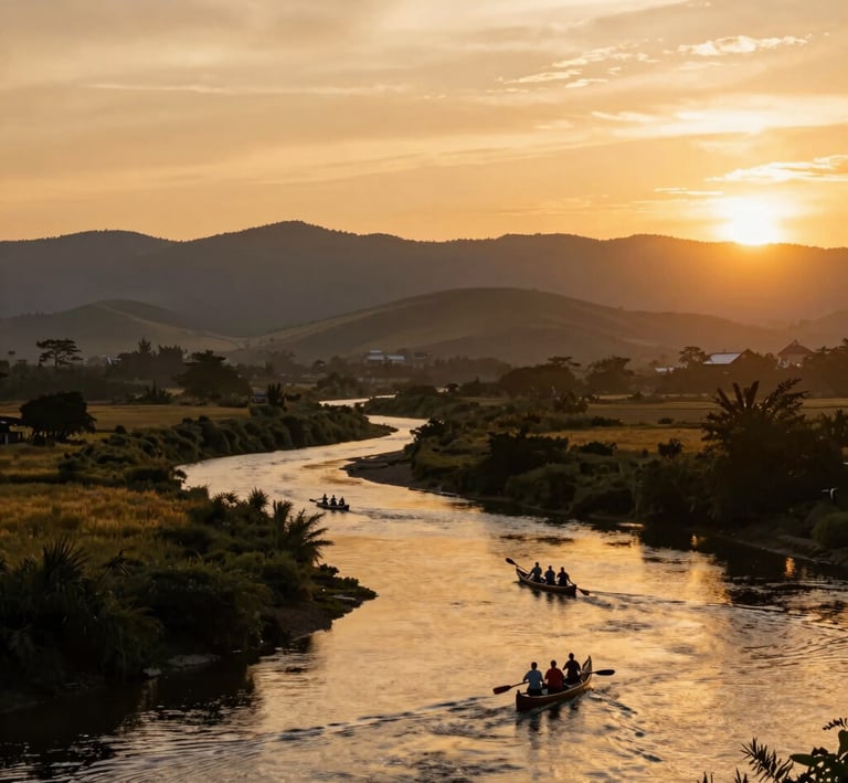 A friendly consultant assisting a client with visa paperwork in a cozy office.
