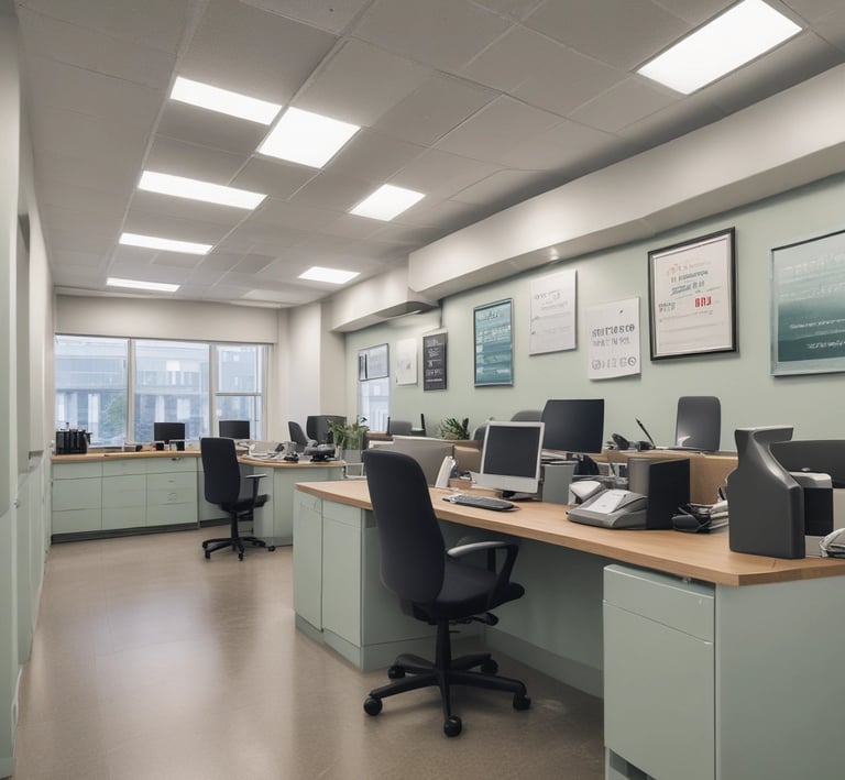 A professional and minimalistic office space representing Alinex Insurance.